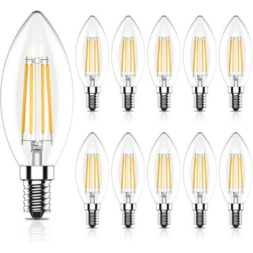 Ampoules Bougie Led E14,4w Équivalent Ampoule Incandescente 40w,Blanc Chaud 2700k,400lm, Cri >80,Non Dimmable,Lot De 10