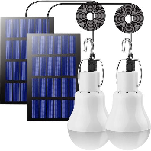 Ampoules Solaires Led Lampe Extérieur Lot De 2 Lampe Suspendue Avec Panneau Solaire 3w,Éclairage Pour Extérieur,Camping,Randonnée,Coop,Abri De Jardin