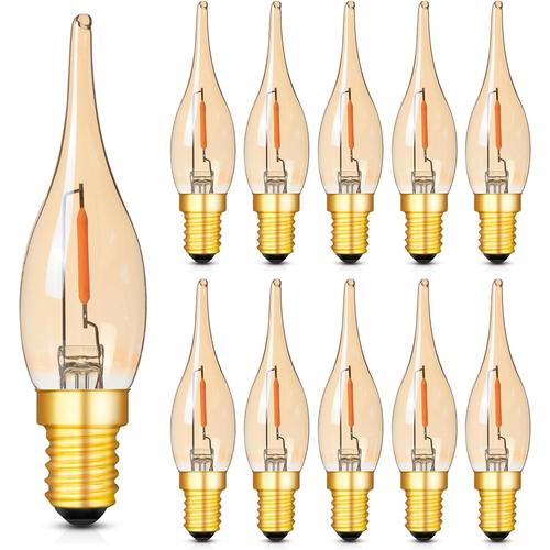 Ampoule Led E14 2200k Flamme Basse Puissance C22 Ampoule À Filament Led 0,7w Équivalent À 7w,Convient Pour Les Lampes À Bougies Les Lustres Et Les Veilleuses,Faible Puissance,220v-240v,Lot De 10