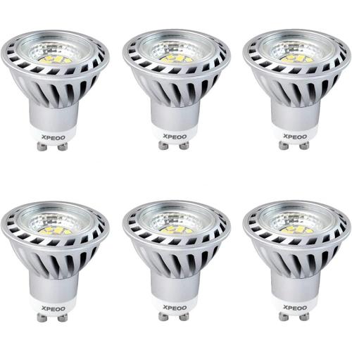 Lot De 6 Led 6w Dimmable Gu10 Blanc Froid Neutre Naturel Equivalente À Une Halogène De 50w, Spot Light Ampoule Variateur De Lumière Lampe Bulb D'ampoule 520 Lm Cool White, 4500-5000k Ac 220v