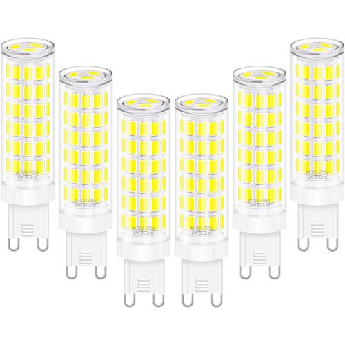 Petite Lampes Ampoules Led Smd5730 Culot G9 6w 850lm Sans Scintillement Blanc Froid 6000k Ac100-265v Pas Dimmable Remplacement De Ampoule Halogene 60w Pack De 6 De