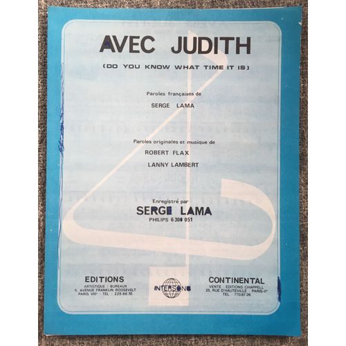 Avec Judith (Do You Know What Time It Is) De Serge Lama