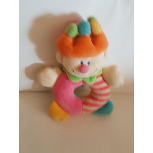 Hochet Clown Multicolore Souriant Jollybaby 16 Cm