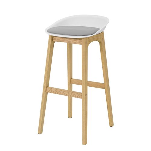 Sobuy Fst78-W Tabouret De Bar Design Chaise Haute De Bar Cuisine Avec Assise Rembourrée Repose-Pieds Et Piètement En Bois De Chêne Haute Qualité