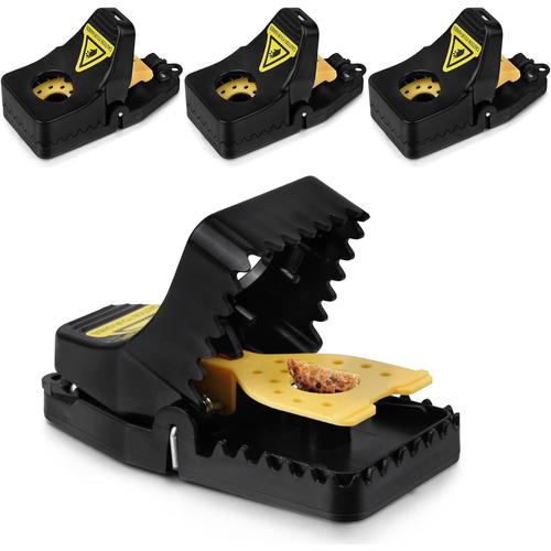 4PC Piege a Souris, Clips de Piege a Rat Réutilisables, Clips de Piege a Souris avec Boîte à Appâts pour Cuisines Jardins Débarras