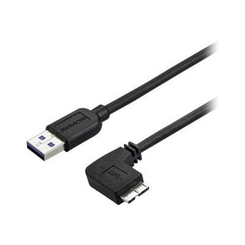 StarTech.com Câble Micro USB 3.0 slim - Cordon USB-A vers Micro-B à angle droit de 2 m - USB 3.1 Gen 1 (5 Gb/s) - M/M - Câble USB - Micro-USB de type B (M) pour USB type A (M) - USB 3.0 - 2 m -...