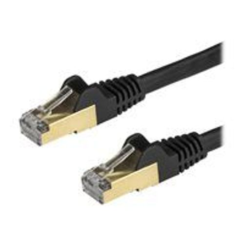 StarTech.com Câble réseau Cat6a STP sans crochet de 50 cm - Noir - Cordon de raccordement - RJ-45 (M) pour RJ-45 (M) - 50 cm - STP - CAT 6a - sans crochet - noir
