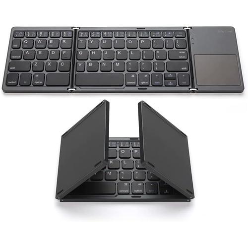 Clavier BT sans fil pliable, taille de poche, mini clavier portable avec panneau tactile, compatible avec Android/Windows/PC/tablette (conception de clavier américain)