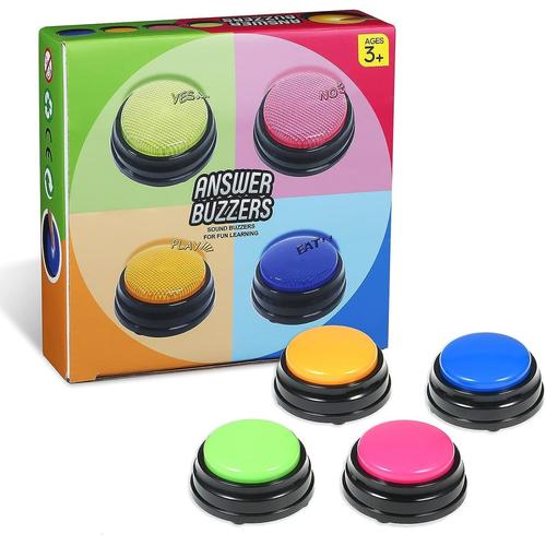 Bouton De Conversion Enregistrable, Bouton Parlant Enregistrable, Boutons De Réponse, Answer Buzzer, Orange+Blue+Green+Pink