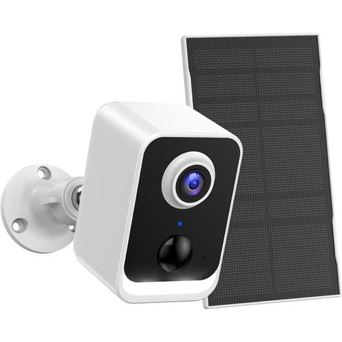 Caméra Surveillance 1080p WiFi Exterieure sans Fil, Camera Solaire avec Batterie, Vision Nocturne Couleur, Détection du Corps Humain PIR, Conversation Bidirectionnelle, Étanche IP66