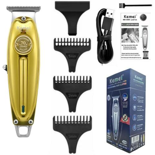 Professional Beard & Hair Trimmer For Men, Cordless T-Blade Outliner Trimmer, Electric Hair Clippers For Barbers And Stylists, All Body Grooming-Model 1949 Gold