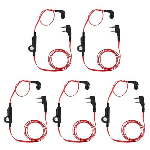 Écouteurs Style nouilles 5x2 broches, casque d'écoute, prise K, pour Baofeng Uv5r Bf-888S, fil rouge Radio