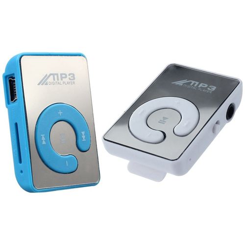 Mini Clip miroir USB lecteur de musique Mp3 numérique, 2 pièces, Support de carte SD TF de 8 go, bleu et blanc