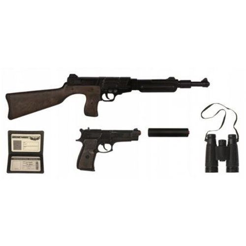 Coffret Espion Agent Secret (Fusil, Pistolet, Silencieux, Jumelles, Carte) - Metal Et Plastique - Amorces 8 Coups Non Fournies - Jeu De Role Enfant