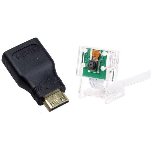 Adaptateur de câble Mini HDMI vers un HDMI Standard, 1 ensemble de Module de caméra 5mp, Webcam vidéo 1080P + support Transparent