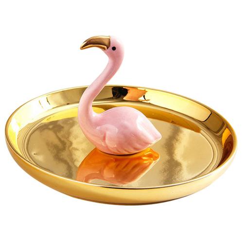Flamingo Céramique Bricolage Porte-Collier Plateau De Rangement Pour Bijoux - Cadeau De Pendaison Or
