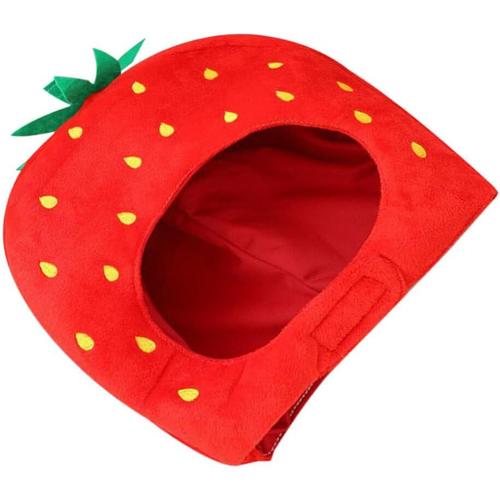 Chapeau De Fraise en Peluche Bandeau Cap Fruits en Peluche Couvre-Chef Fraise Capot Partie Cosplay Costume Photo Prop Dessin Animé Selfie Chapeau pour Habiller Fête Costume Décor