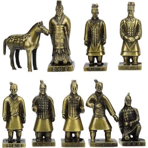 1 Jeu Statue De Soldat Statue Armée De Terre Cuite Sculptures Feng Shui Figurines De Richesse Figurine Chevaux Guerriers Ancien Traditionnel Xi'an Voyage Tableau De Bord Alliage