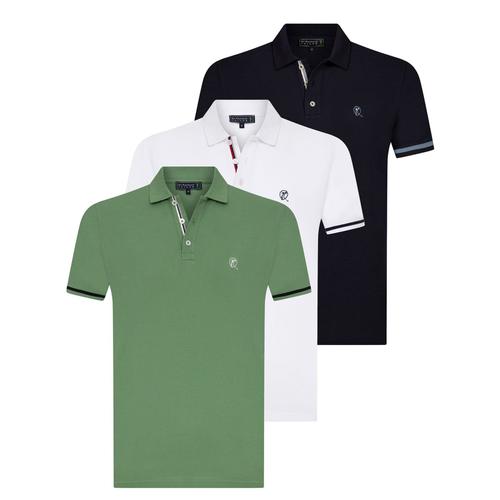 3 Polos Gourcy Marine /Blanc/Vert