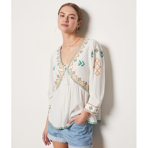 Blouse Brodée - A Oswald Brod - Xs - Blanc - Femme - Etam