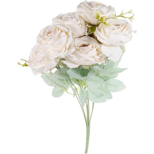 Bouquet De Roses Artificielles 9 Têtes Fausses Roses en Soie Décoration Florale pour Mariage Fête Prénuptiale Décoration De Table pour La Maison C