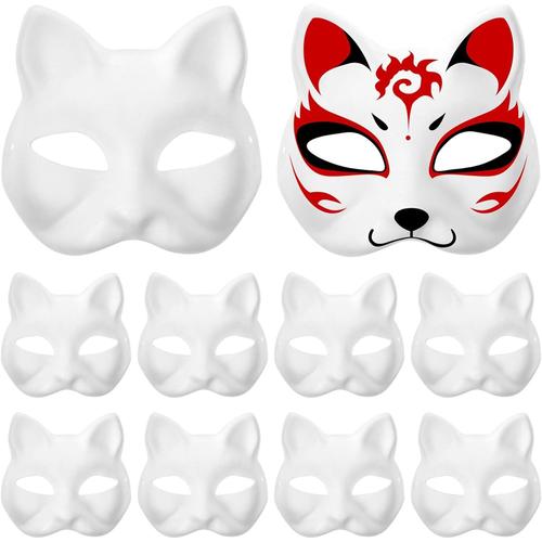 Masque De Chat 15 Pièces Masques Vierges À Peindre Bricolage Masques En Papier Blanc De Renard Masque D'habillage Animal À Moitié Vierge Masques De Mascarade Unis Pour Cosplay