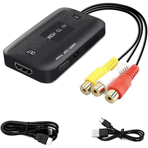 Convertisseur Av Vers Hdmi, Convertisseurs Vidéo Rca Vers Hdmi, Câble Adaptateur Composite Cvbs L/R Audio 1080p Entrée Rca Avec Câble Hdmi Pour Hdtv/Moniteur/Stb/Vhs/Ps3/Dvd