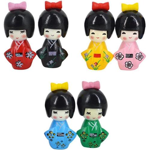 6 Pièces Ornements De Poupée Kimono Poupée Kokeshi Miniature Kimono De Poupée Japonaise Kit De Fée du Jardin Miniature Kimono Cotillons De Noël Est Bibliothèque Enfant PVC