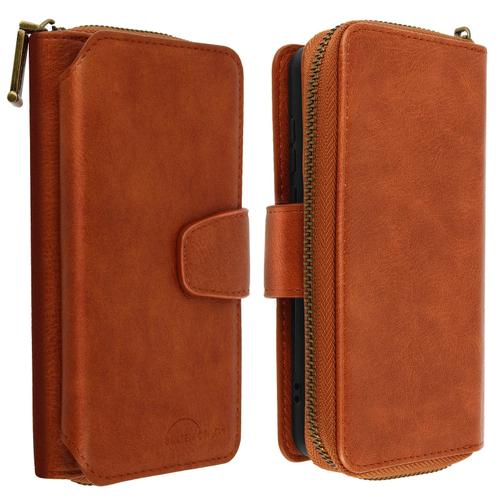 Étui Huawei P40 Portefeuille Cuir 2 En 1 Coque Magnétique Détachable Marron