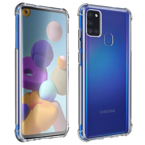 Pack Protection Samsung Galaxy A21s Coque Souple + Film Verre Trempé Transparent