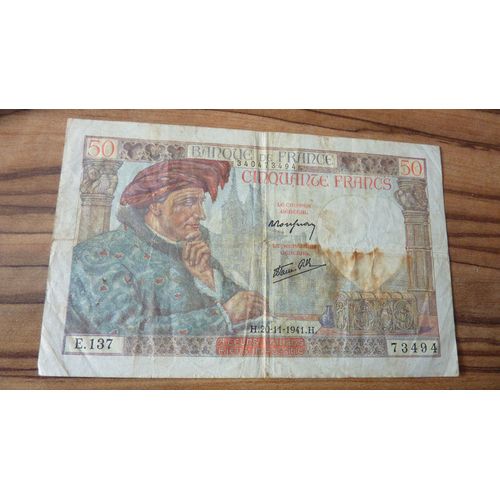 France = Billet De 50 Francs, Type Jacques Coeur, Daté Du 20-11-1941, Série E.137, N° 340473494