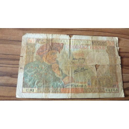 France = Billet De 50 Francs, Type Jacques Coeur, Daté Du 15-5-1941, Série U.85, N° 211984165