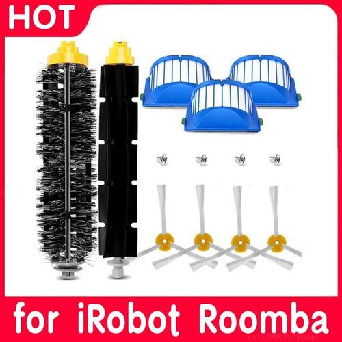 Kit de pièces de rechange pour aspirateur iRobot Roomba séries 500, 600, 610, 620, 625, 630, 650, batteur, brosse à poils, filtre, brosse latérale