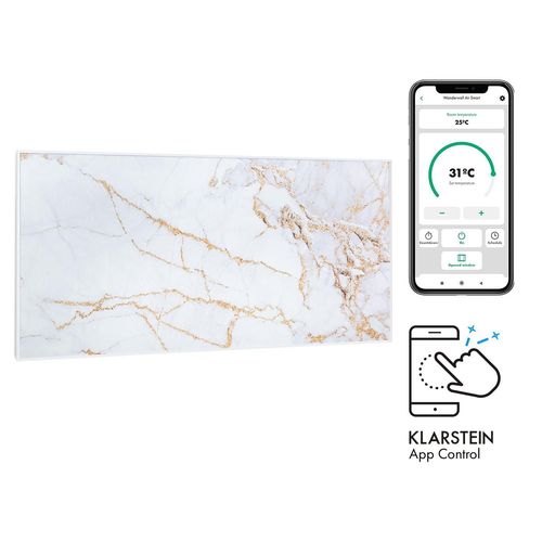 Klarstein Wonderwall Air Art Smart Radiateur Infrarouge Connecté , 120 X 60cm , Chauffage 700w , Pour 14m² , Contrôle Par Application , Design Marbre I
