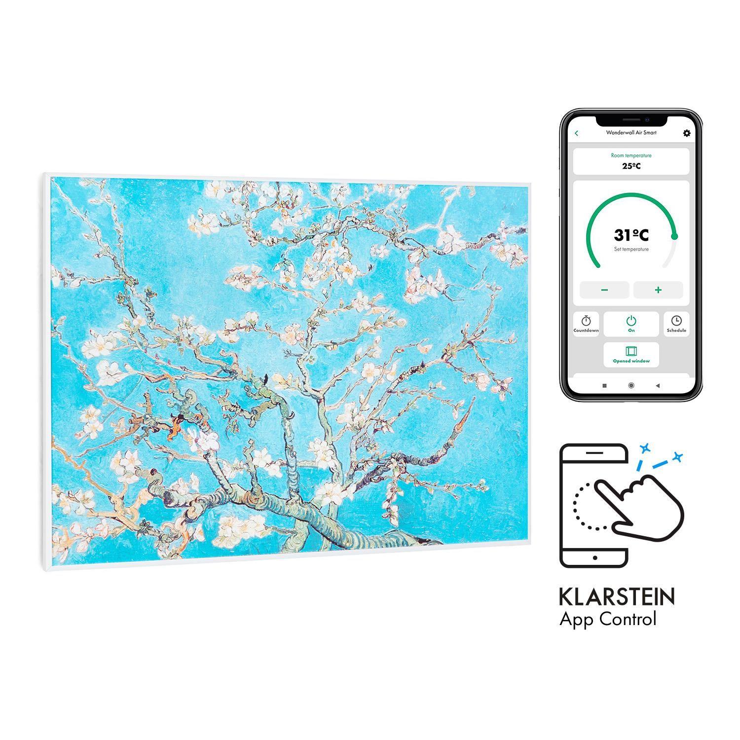 Klarstein Wonderwall Air Art Smart Radiateur Infrarouge Connecté , 80 X  60cm , Chauffage 500w , Pour 10m² , Contrôle Par Application , Design  Amandiers En Fleurs