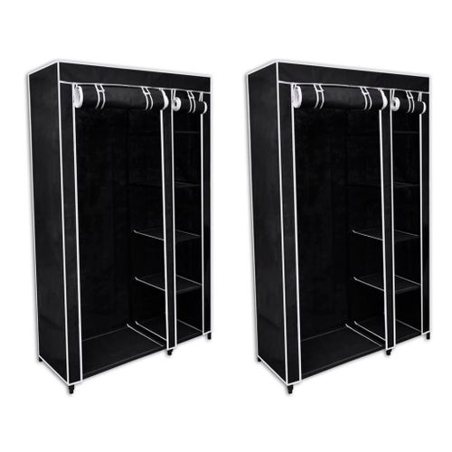 Garde-Robe En Tissu 2 Pcs Noir