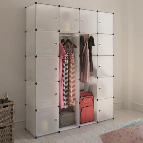 Vidaxl Armoire Modulaire 14 Compartiments Blanc 37 X 146 X 180,5 Cm