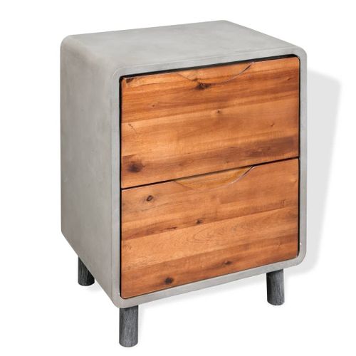 Table De Chevet Bois D'acacia Massif 40 X 30 X 50 Cm