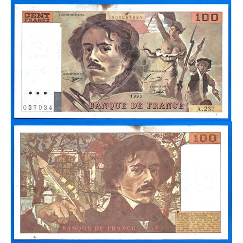 France 100 Francs 1993 Billet Delacroix Franc Frc Frs Frcs