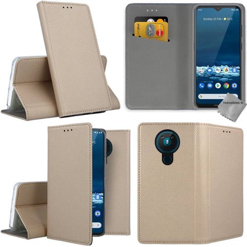 Housse Etui Coque Pochette Portefeuille Pour Nokia 5.3 + Film Ecran - Or Magnet