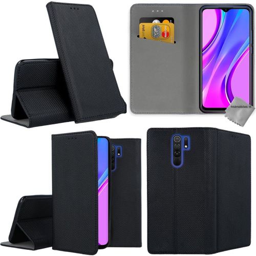 Housse Etui Coque Pochette Portefeuille Pour Xiaomi Redmi 9 + Verre Trempe - Noir Magnet