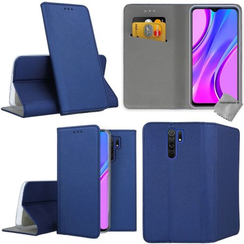 Housse Etui Coque Pochette Portefeuille Pour Xiaomi Redmi 9 + Verre Trempe - Bleu Magnet