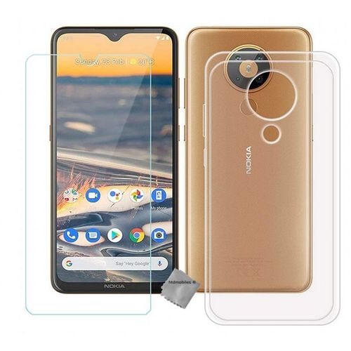 Housse Etui Coque Pochette Silicone Gel Fine Pour Nokia 5.3 + Film Ecran - Blanc Transparent