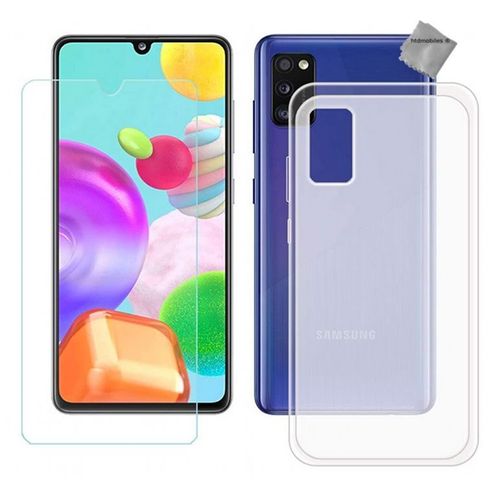 Housse Etui Coque Pochette Silicone Gel Fine Pour Samsung Galaxy A41 + Verre Trempe - Blanc Transparent