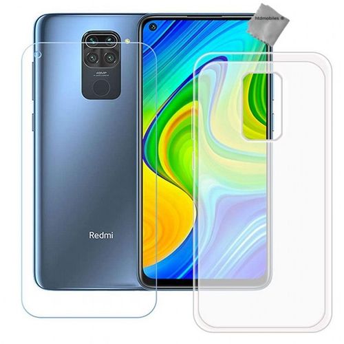 Housse Etui Coque Pochette Silicone Gel Fine Pour Xiaomi Redmi Note 9 + Verre Trempe - Blanc Transparent