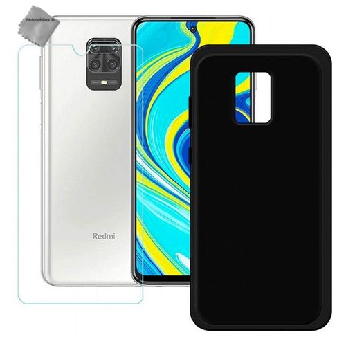 Housse Etui Coque Pochette Silicone Gel Fine Pour Xiaomi Redmi Note 9s + Verre Trempe - Noir