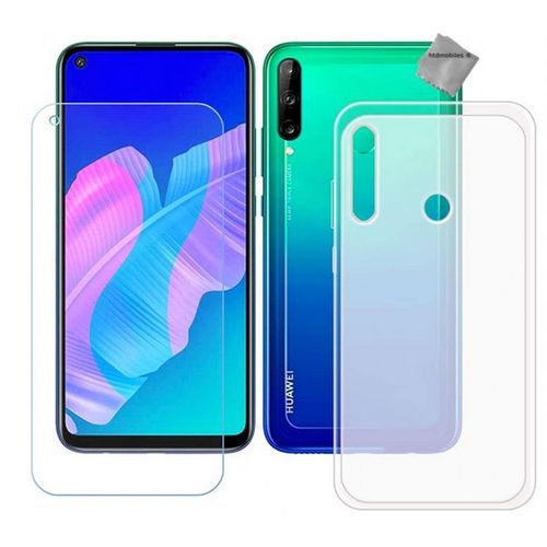 Housse Etui Coque Pochette Silicone Gel Fine Pour Huawei P40 Lite E / Y7p + Film Ecran - Blanc Transparent