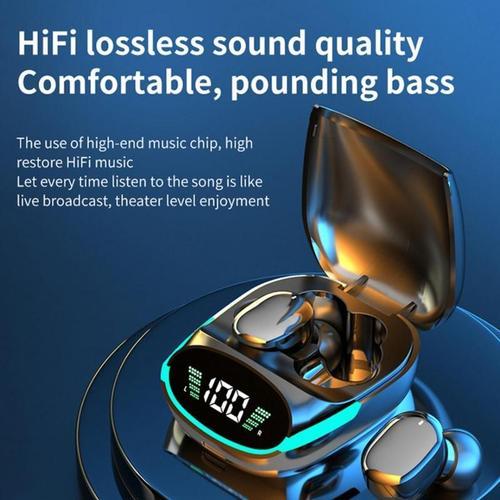 Écouteurs intra-auriculaires bluetooth 5.1, Mini oreillettes sans fil, stéréo, stop-bruit, pour le sport, avec Microphone