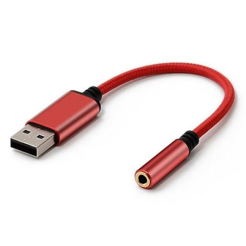 Adaptateur Audio USB vers prise casque 3.5mm, carte son externe stéréo pour PC, ordinateur portable, PS4, Mac, etc. (0.6 pieds)