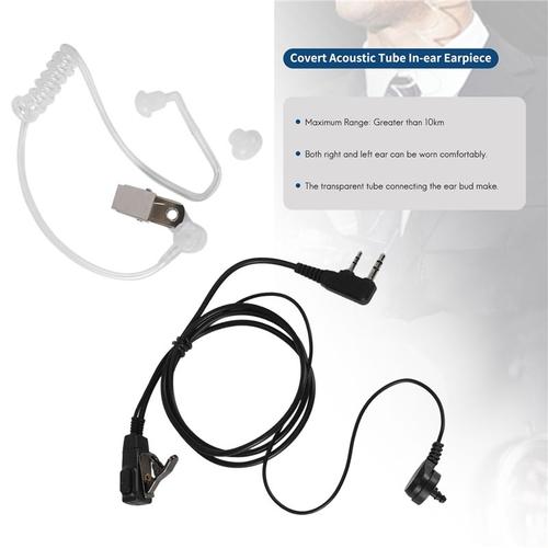 Oreillettes intra-auriculaires avec Tube acoustique discret, casque de micro PTT à 2 broches, pour Kenwood TYT Baofeng UV-5R BF-888S CB, accessoires de Radio